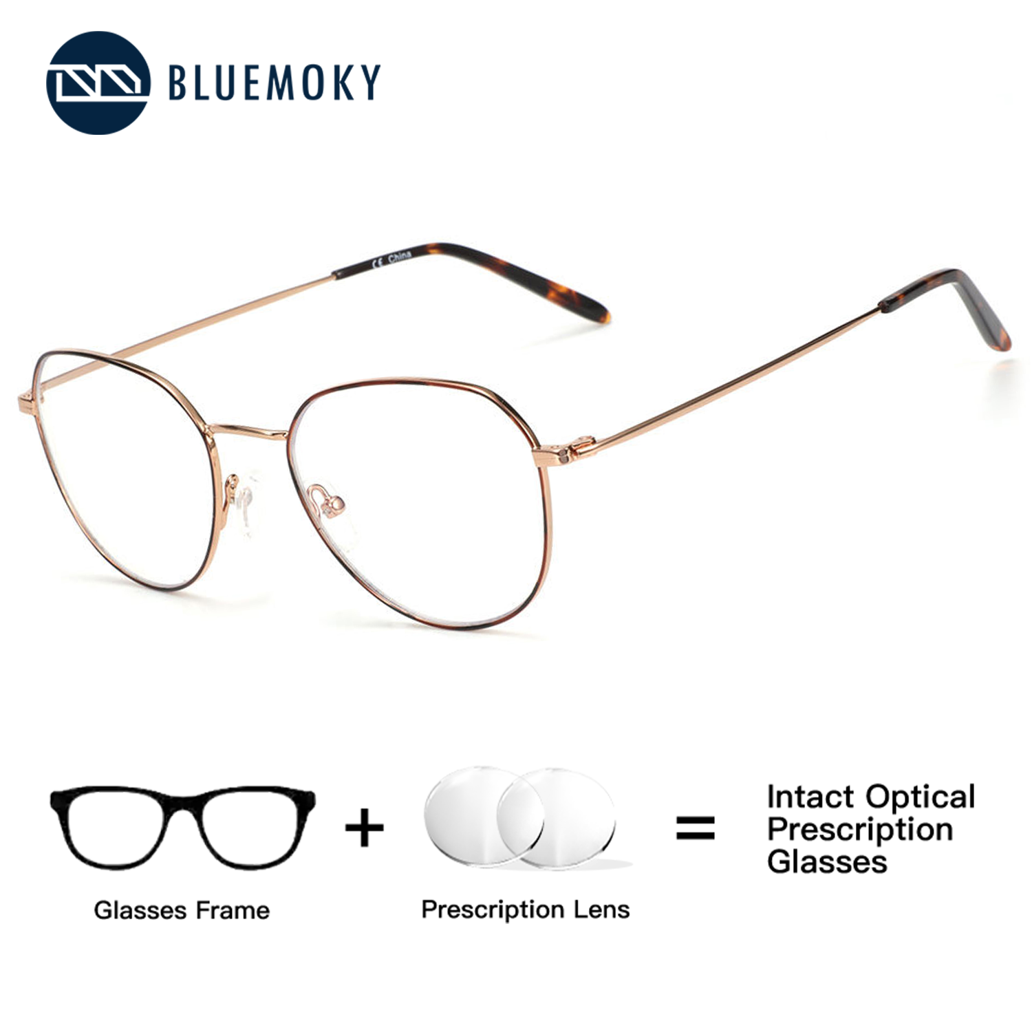 Anti Blue Light Film - Okulary korekcyjne BLUEMOKY, metalowe, okrągłe, na